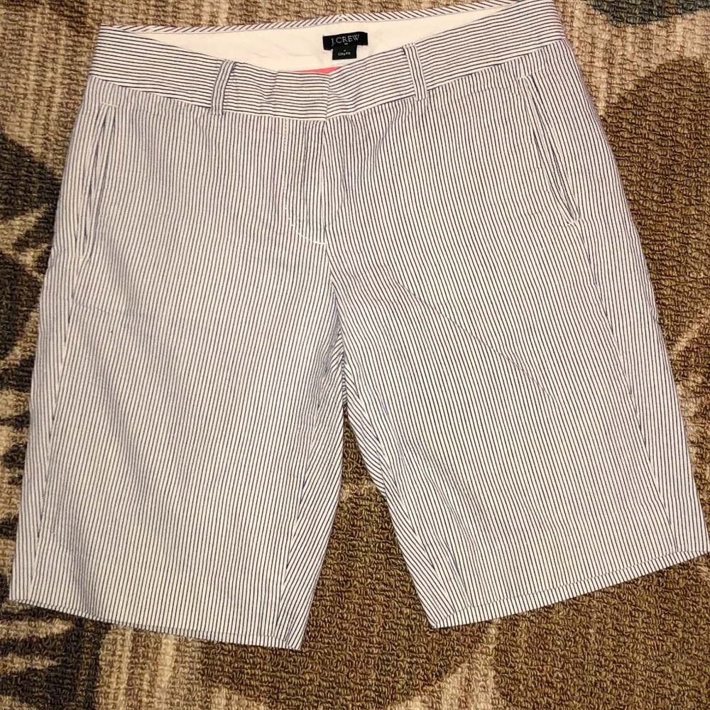 J. Crew City Fit Blue & White Striped Shorts